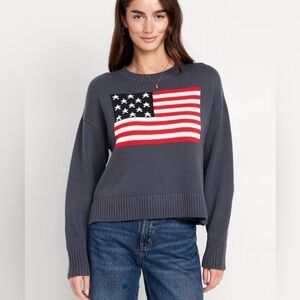 Old Navy Crew Neck Flag Graphic Sweater Size XL. NWT